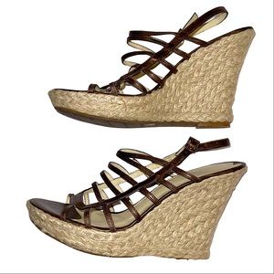VIA SPIGA Bronze Strappy Platform Wedge Espadrilles 7.5